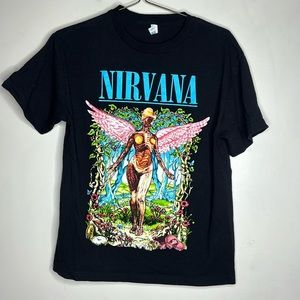 Alstyle | Black NIRVANA Woman W Wings Front Eomans Tom | Concert Tee Size M